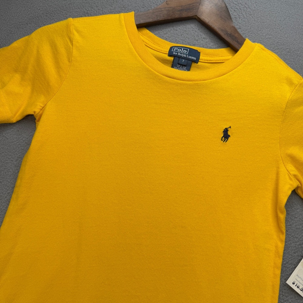 Polo Ralph Lauren T-Shirt Boys 7 Yellow Cotton Short Sleeve Pony Logo Preppy NWT
